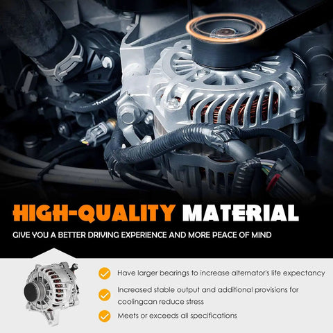 Go-To Alternator 12V 135A CW Rotation IR Regulator IF Fan For Ford Expedition 2003 2004 4.6L 5.4L And Lincoln Navigator 2003 2004 5.4L Replacement AFD0128 3L74-10300-AA installed in engine