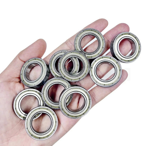 10Pcs 6806ZZ Ball Bearings 30x42x7mm Thin Section Double Shield Chrome Steel in hand, ideal for robotics and precision projects