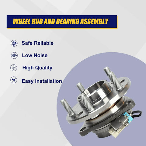 Front Wheel Hub and Bearing Assembly 513087 with specifications, featuring sealed ball bearing and ABS compatibility for Buick Cadillac Chevy Oldsmobile Pontiac