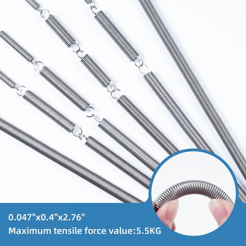 PPFEITOU 18pcs stainless steel extension springs with hook ends, 0.047x0.4x2.76 in.
