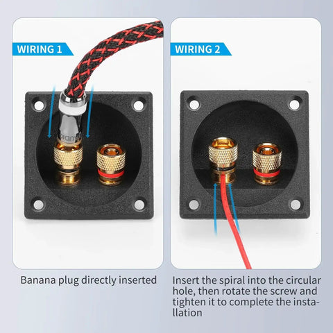 2.2 Inch Square Screw Type Speaker Terminal Cup For 2 Way Systems With Gold Plated Binding Posts Bare Wire And Banana Plug Compatibility
