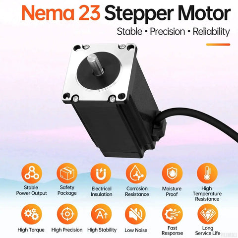 Powerful Nema 23 Stepper Motor With 1.8 Degree Step 2 Phase High Torque 3Nm Bipolar 4 Wire 57x101mm For CNC Mills