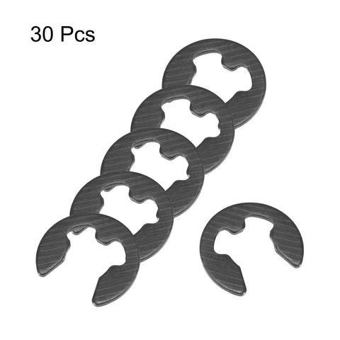 Hardcore E Clip Circlip Set for 3.5mm External Shaft Carbon Steel With Black Oxide Finish 8mm Outer Diameter 3.3mm Inner 0.5mm Thick 30 Pcs