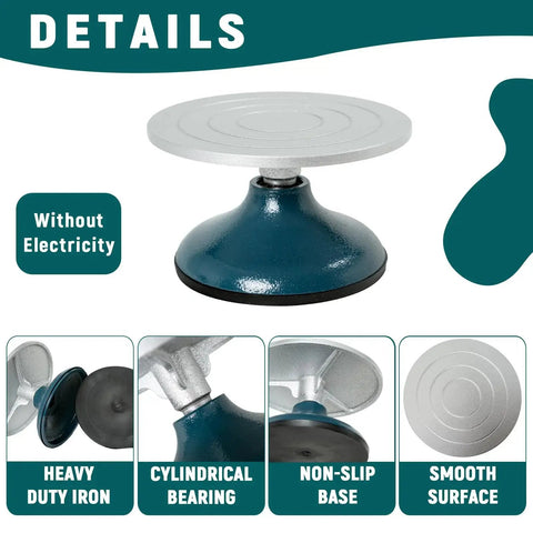 All Metal Pottery Banding Wheel 7 Inch Heavy Duty Pro Grade Turntable For Ceramics With Ball Bearings Non Slip Base
