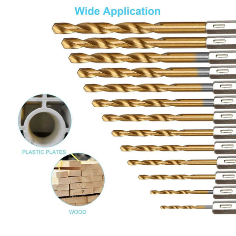 Pro Grade Titanium Coated HSS 19 Piece Hex Drill Bit Set With Quick Change Hex Shank For Woodworking And Metal Drilling