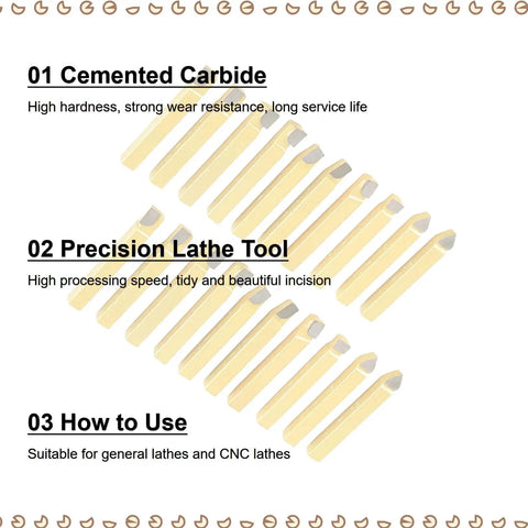 Pro Grade Twenty Piece One Quarter Inch Carbide Tipped Lathe Tool Set For Metal Turning Boring And Chamfering with Cemented Carbide