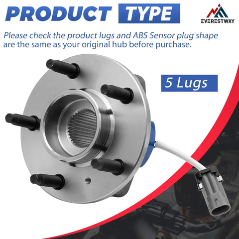 Front Wheel Hub Bearing Assembly With ABS Fits GM Vehicles Impala Monte Carlo Venture Bonneville Grand Prix Trans Sport Saturn Five Lug 1 Piece Direct Replacement For GM Front Axle Hub
