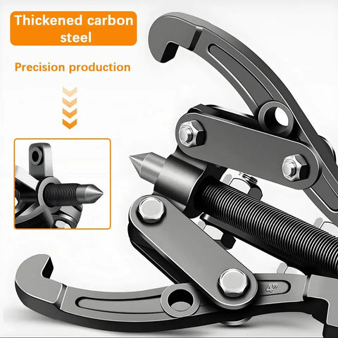 Close-up of 3 Jaw Inner Bearing Puller With Reversible Jaws Heavy Duty Removal Tool made from thickened carbon steel.