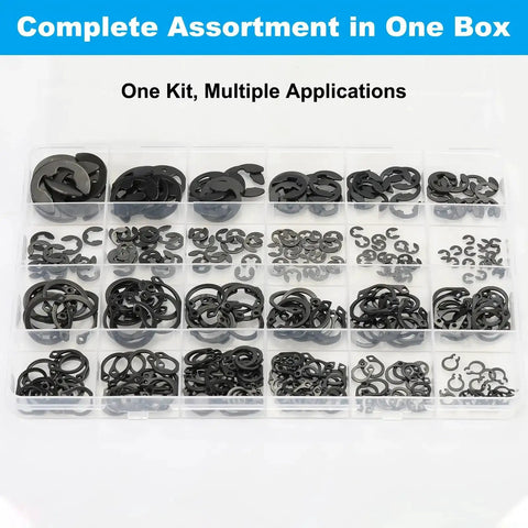 All-In-One Pro-Grade 324Pcs C Clips And E Clips Kit With 24 Sizes From 2Mm To 16Mm Black Carbon Steel External Snap Rings Assortment