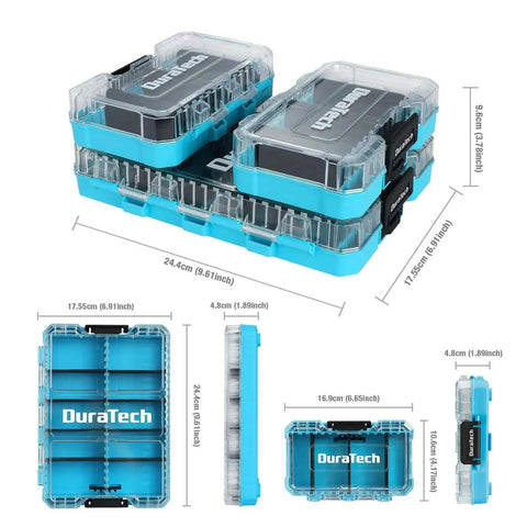 Three Piece Small Parts Organizer Case With 14 Compartments And Removable Dividers Portable Hardware Box