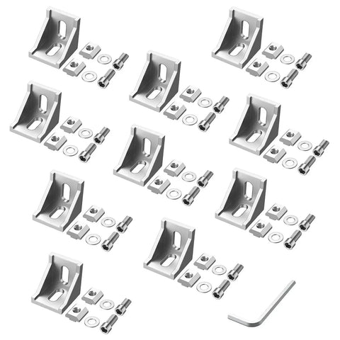 10 Pack 4040 Aluminum Extrusion Corner Brackets And 4080 Profile Connectors Kit With 40 M8 T Slot Nuts And Hex Screws For DIY Builds