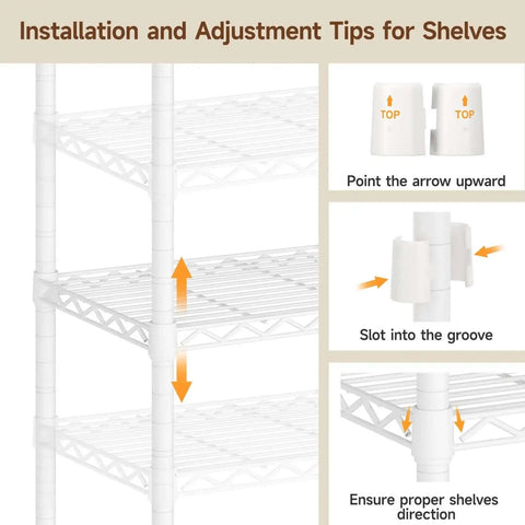 Installation guides for Extra Large Industrial Pipe Clothing Rack With Five Tier Shelves And Hanging Rods Freestanding Portable Closet Organizer System 88.6 Inches Wide Beefed Up Heavy Duty Wardrobe Holds Up To 1300 Lbs White
