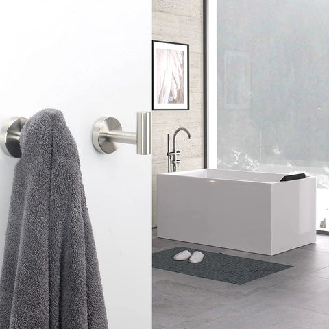 304 Stainless Steel Towel Hooks And Robe Hooks Wall Mounted With Brushed Nickel Finish in modern bathroom setting