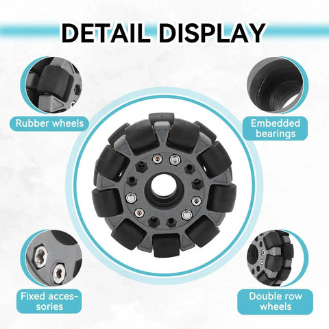 100mm Omnidirectional Wheel Set For Robots Ready To Roll With 360 Degree Rotation And 20kg Load Capacity shown in detail