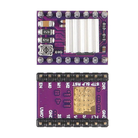 Hands On CNC Shield Expansion Board V3.0 with Four DRV8825 Stepper Driver Modules and Heatsinks, top and bottom view.