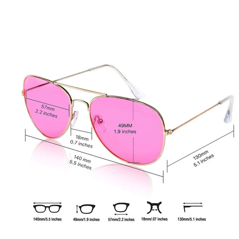 Women Aviator Sunglasses With Gold Red Tint Lenses Durable Metal Wire Frame Police Inspired Style Cool Fashion Accessory