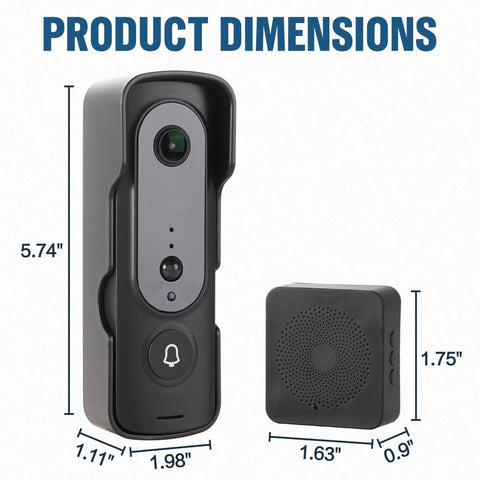 1080P Wireless Video Doorbell Camera With Ring Chime Infrared Night Vision Live View Smart Human Detection Two Way Audio WiFi 32GB Card