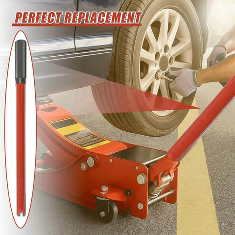 Beefy Heavy Duty Horizontal Hydraulic Jack Handle For Floor Jacks 2-3 Ton With Anti-Slip Grip Rugged Pole Lever shown in use