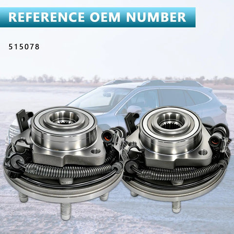 Front Wheel Hub Bearing Assembly For Ford Explorer 2006-2010, Explorer Sport Trac 2007-2010, Mercury Mountaineer 2006-2010 With 5 Lugs And ABS OE Replacement Heavy Duty Durable Front Wheel Hub displayed with OEM number.