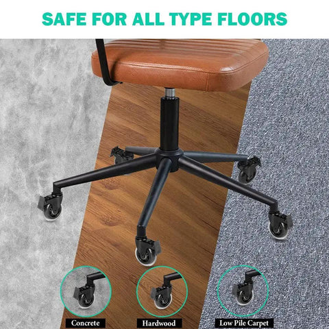3 Inch Swivel Stem Casters With Locking Brakes Threaded 3/8-16UNC Stud Heavy Duty Caster Replacement showing chair suitability on various floors