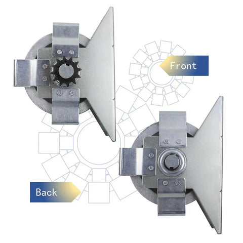 Front and back view of Garage Door Jackshaft Chain Hoist 3 To 1 Reduced Drive for roll-up doors, showing sprocket and mechanism.