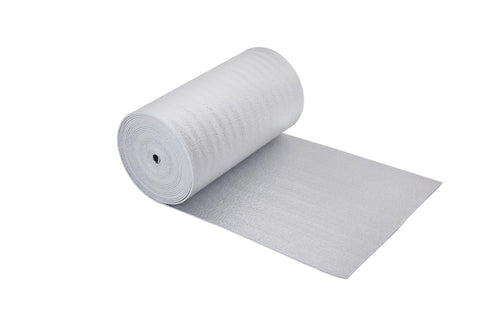 SmartSHIELD foam-core reflective insulation roll, 24in x 25ft, pure aluminum, HVAC duct wrap.