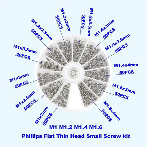 Assorted Tiny Metric Screws Kit With 12 Sizes M1 To M1.6 And Lengths From 2Mm To 4Mm 600 Pieces For Electronics Repair