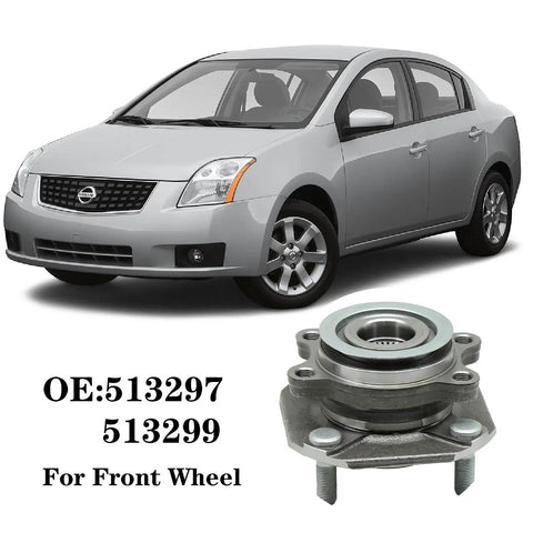 Front Wheel Bearing And Hub Assembly For Nissan Sentra 2007 2008 2009 2010 2011 2012 2.0L 4 Lug With ABS Premium Replacement Part Replaces OEM Hub Kit For Smooth Rides And Quiet Performance Easy Install