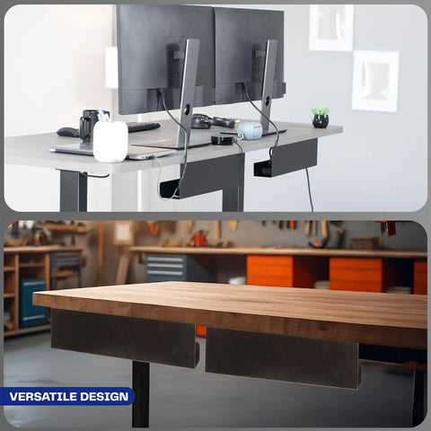 Under Desk 17 Inch Cable Management Trays, 2 Pack Black Cord Organizer installed under office desk