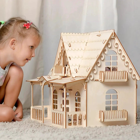 Child playing with Three Pack Basswood Sheets Twelve By Twelve Inch One Eighth Thick Three Millimeter Unfinished Wood For Laser Cutting And Engraving, Lightweight Plywood Board For Crafts model house