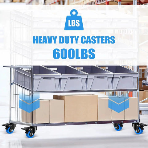 Cart with boxes on 2 Inch Heavy Duty Threaded Stem Caster Wheels Set Of 4 With 3/8-16 Threaded Screws, Dual Locking Swivel Casters, 600 Lb Total