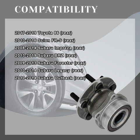Compatibility chart with Beefed Up Rear Wheel Hub Bearing Assembly Pair For Toyota 86 Scion FRS Subaru Impreza BRZ