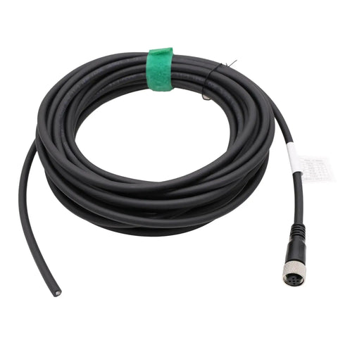 Coiled M12 A Coded 5 Pin Female Actuator Sensor Cable for Industrial Automation, 10m length, heavy duty plug ready for networking.