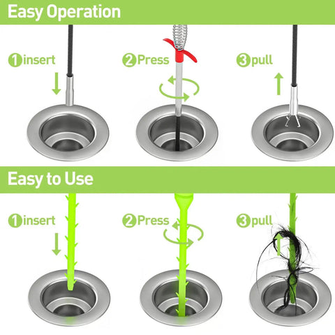 Flexible Grabber Claw Reacher Tool With Four Claws For Narrow Spaces Drain Clog Removal And No Fuss Reaching Aid Dr Pen 35.4 Inch Extendable Hose Pickup for kitchen sink drains and toilet anywhere demonstration of usage.