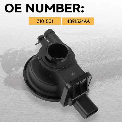 Pro Grade Fuel Vapor Leak Detection Pump Replacement That Fits Jeep Grand Cherokee Dodge Dakota Durango Ram 1500 2500 3500 And Mitsubishi Raider OE 310501 4891524AA Compatible Evaporative Emission System Part, showing product design and OE numbers.