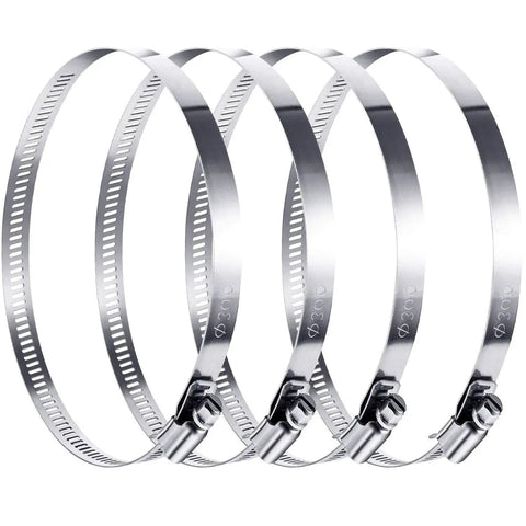 12 Inch Adjustable 304 Stainless Steel Duct Clamps Worm Gear Hose Clamps Pack for Pipe Intercooler Plumbing Tube and Fuel Line 4 Pieces