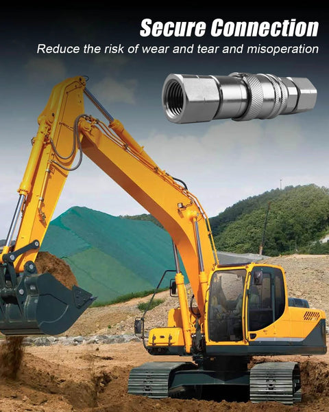 3/8 in flat-face hydraulic quick-connect coupler with dust caps, ISO 16028, 1/2 in NPT thread, Amazon brand