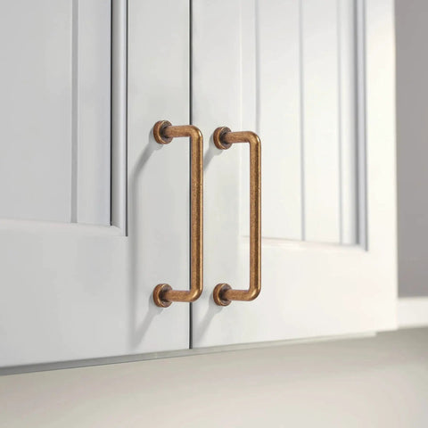 Antique Brass Cabinet Pulls Set For Vintage Farmhouse Kitchen And Wardrobe Hardware With 3 Inch Center To Center Holes on white cabinets