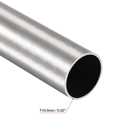 uxcell 304 stainless steel round tube, 12 mm OD, 0.5 mm wall, 300 mm length