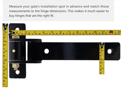 13 Inch Heavy Duty Gate Hinge Solid Carbon Steel 900 Lbs Capacity with measuring tape showing size