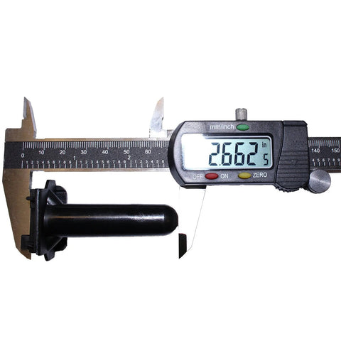 Digital caliper displaying 2.662 in beside a black plastic component