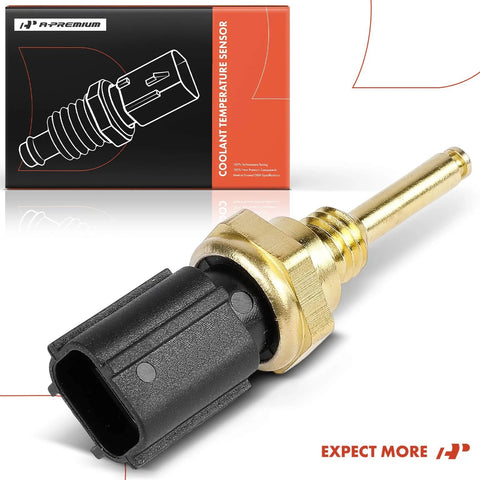 A-Premium engine coolant temperature sensor with brass body and black plastic connector, 2-blade design
