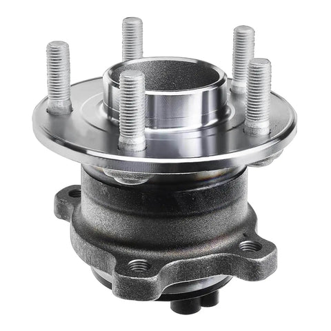 Front view of Rear Wheel Bearing And Hub Assembly Pair For Ford Transit Connect 2014 2015 2016 2017 2018, 5 Lug, 4 Bolt Rectangular Flange.