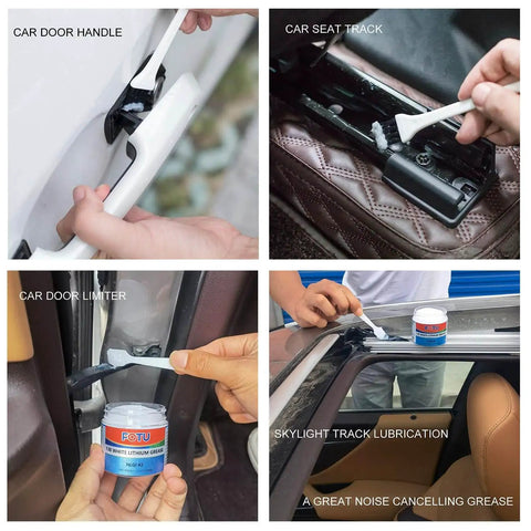 Image showing White Lithium Grease High Performance Lubricant For Bearings And Chains Keeps Garage Door Hinges And Window Tracks Quiet While Protecting Metal From Rust Long Lasting Formula 3.5 Oz 1 Pack used on car parts.