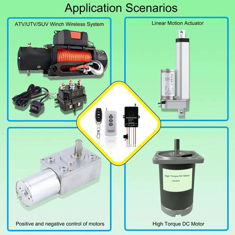 Waterproof Wireless Remote Forward And Reverse Switch For Linear Actuators 5 To 48V DC, ideal for motors and winches application scenarios