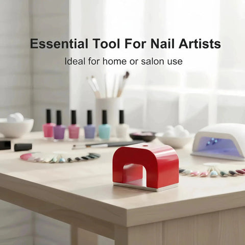 30Lb Red Cast Horseshoe Magnet Alnico U Magnet For Nails DIY Education on a table with nail art tools