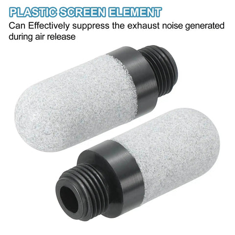 Plastic Pneumatic Air Mufflers G One Eighth Inch, Two Pack Exhaust Silence Fittings for Compressors, Grey