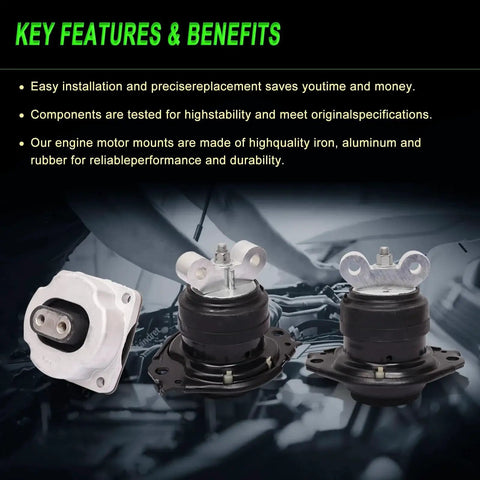 Set Of 3 Engine Motor Mounts For 2011 2022 Dodge Charger Challenger And Chrysler 300 3.6L V6 5.7L V8 Replacement Drop In Direct Fit OE