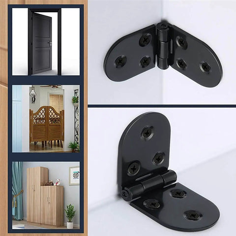 Flippable 180 Degree Folding Table Hinges Set For Cabinets Rear Covers And Closet Doors Durable Zinc Alloy With Black Finish