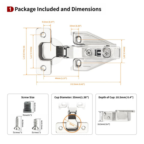 Full Overlay Face Frame Soft Close Concealed Cabinet Hinges Clip On 105 Degree 3 Way Adjustable 50 Pack For Kitchen Cabinet Doors Silver Finish Easy Install Durable Kitchen Hardware Upgrade dimensions